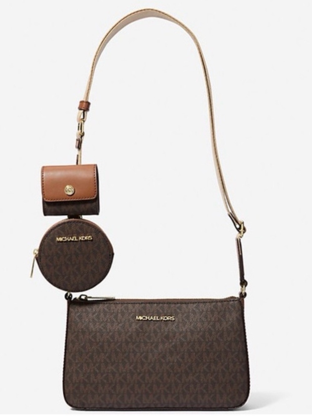 Michael Kors Brown Crossbody Bag With Pouch And Wallet